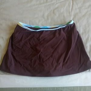 Athletic swim skirt with built-in bikini bottom